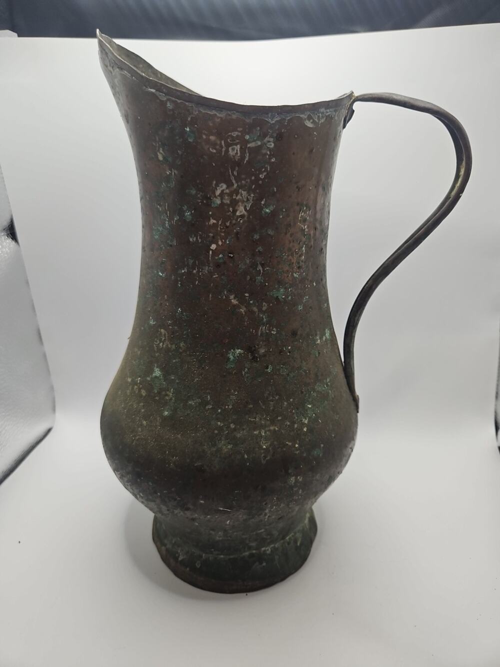 Vintage Hammered Hand Forged Copper Large Decorative Pitcher 12”